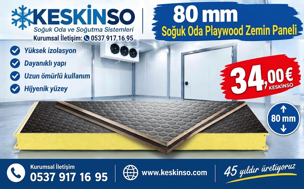 Soğuk Oda Playwood Zemin Paneli 80 mm Fiyatl  34,00 € 