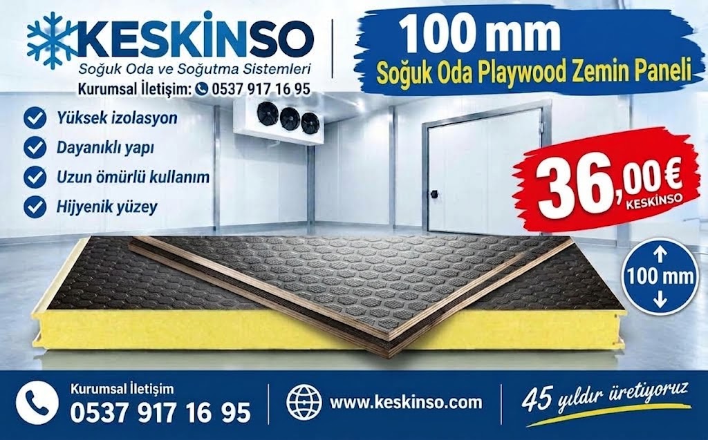 Soğuk Oda Playwood Zemin Paneli 100 mm  Fiyatları 36,00 €