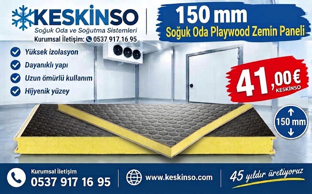 Soğuk Oda Playwood Zemin Panel 150 mm Fiyatları 41,00 €   